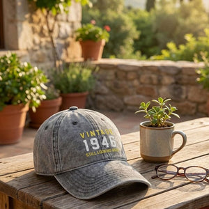 Vintage 1946 Birthday Hat 80th Birthday Gift Personalized Embroidered Cap
