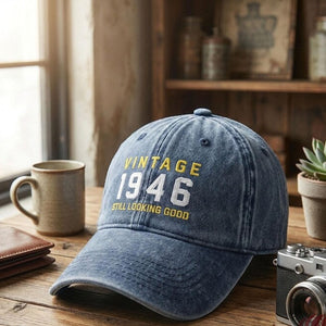 Vintage 1946 Birthday Hat 80th Birthday Gift Personalized Embroidered Cap