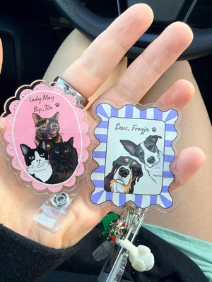 Custom Pet Badge Reel, Personalized Dog & Cat Photo Badge Reel, Nurse Badge Reel, Retractable ID Holder for Pet Owner, ID Badge Buddy