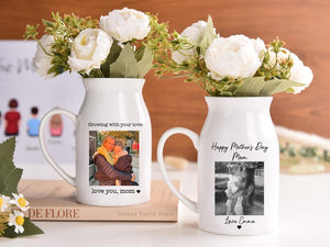 Personalized Mothers Day Vase, Custom Photo Gift for Mom, Flower Vase with Picture, Mom Keepsake Gift
