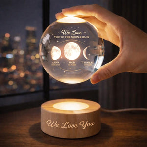 Personalized Mom Moon Phase Crystal Globe Night Light, Custom Moon Phase by Date, Mother's Day Gift, Grandma Gift, The Day You Became My Mom