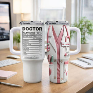Doctor Tumbler Personalized Doctor 40oz Tumbler with Handle, Custom Doctor Tumbler with Name, Doctor Appreciation Mug,Doctor Graduation Gift