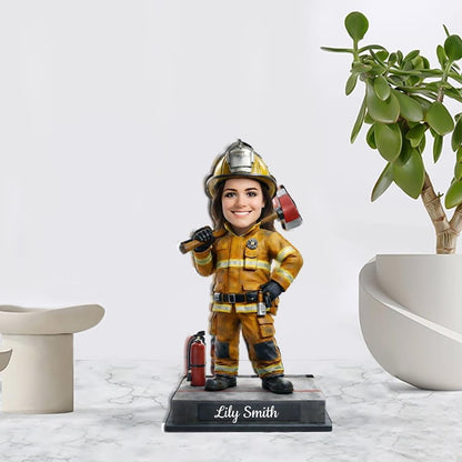 Personalized Firefighter Photo Standee Custom Hero Gift For Him Retirement Desktop Decor