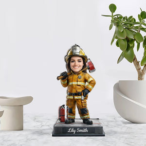 Personalized Firefighter Photo Standee Custom Hero Gift For Him Retirement Desktop Decor