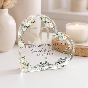 Personalised Floral 50th Anniversary Gift, Golden Anniversary Plaque, Anniversary Gifts, 50th Anniversary Gift for Husband Wife Parents