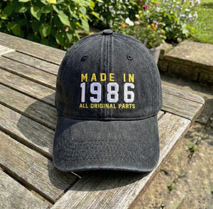 40th Custom Birthday Embroidered Hat Born in 1986 Headwear Gift Personalized Cotton Twill Cap