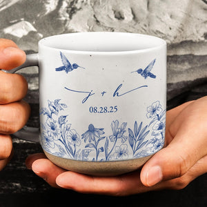 Custom Couples Initial Pottery Mug, Cute Butterfly Love Mug, Custom Couple Coffee Mug, Anniversary Gift, Gift For Her, Wedding Gift