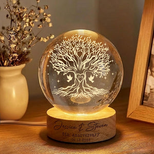 Tree of Love Personalized Couples Crystal LED Ball Light, Custom Wedding Anniversary Gift, Couple Gift, Gift For Mom, Dad, Wedding Gift