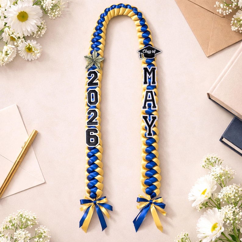 Personalized 2026 Graduation Lei, Custom Name Ribbon Lei Class of 2026, Graduation Gift For Men Women, Senior Night Gift Lei