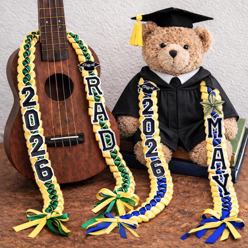 Personalized 2026 Graduation Lei, Custom Name Ribbon Lei Class of 2026, Graduation Gift For Men Women, Senior Night Gift Lei