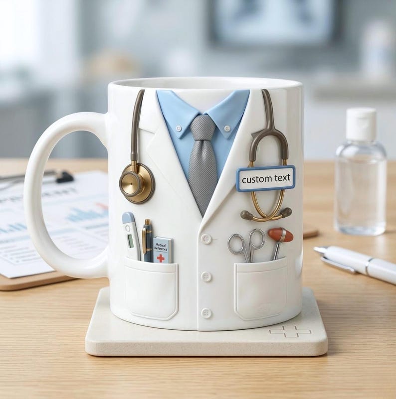 Custom Medical Mug, Personalized Doctor Accent Mug with Name, Doctor Mom Dad Appreciation Mug, Graduation Gift, Nurse & Physician Gift, 3D Effect Mug