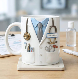 Custom Medical Mug, Personalized Doctor Accent Mug with Name, Doctor Mom Dad Appreciation Mug, Graduation Gift, Nurse & Physician Gift, 3D Effect Mug