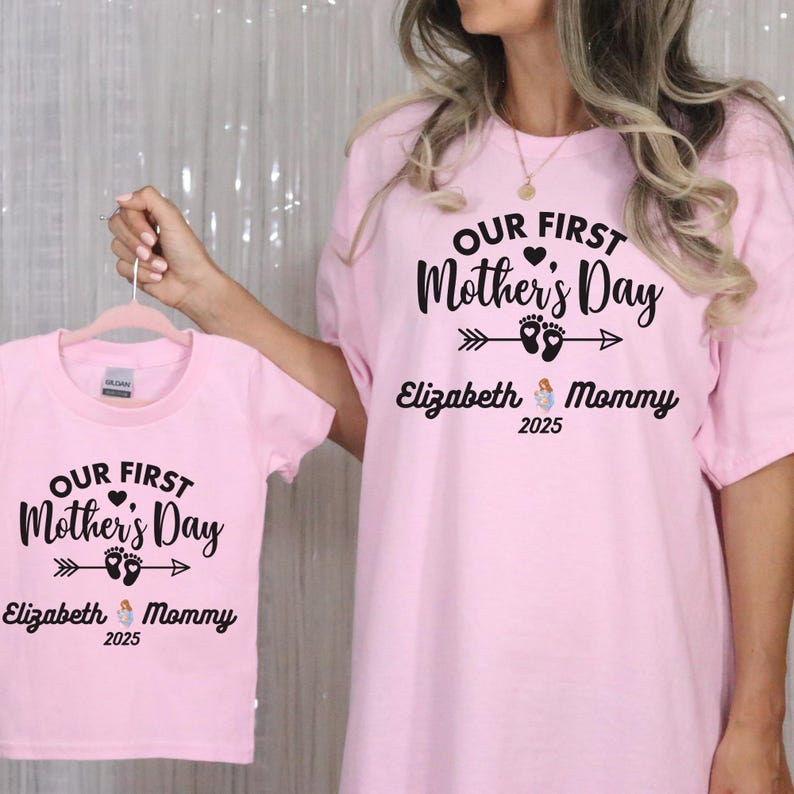 Personalised Matching Our First Mothers Day Shirt, 1st Mother Day Tee and Baby Bodysuit, Custom Mothers Day Gift, Couple New Mom