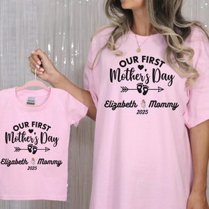 Personalised Matching Our First Mothers Day Shirt, 1st Mother Day Tee and Baby Bodysuit, Custom Mothers Day Gift, Couple New Mom