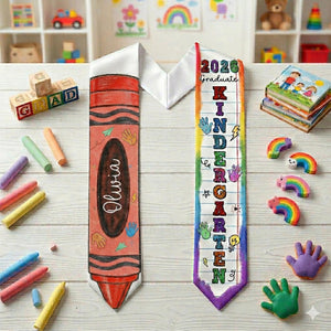 Kid Pencil Graduation Stole, Custom Name Crayon Pre K Grad Sash, Kindergarten Class Of 2026 Boy Girl, Personalized Graduation Gift for Son
