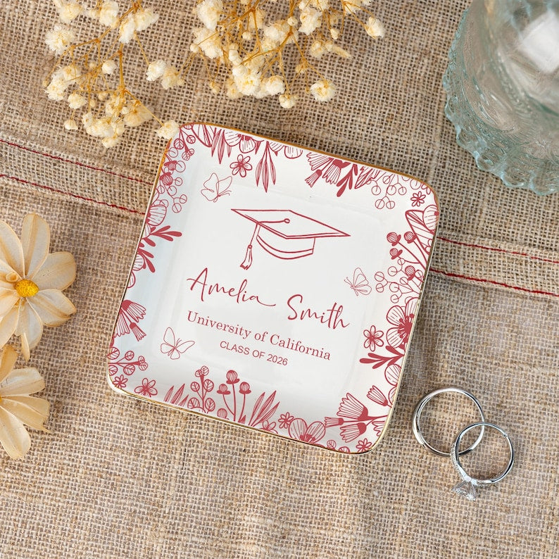 2026 Graduation Gift,Personalized Graduation Jewelry Dish,Graduation Trinket Dish,Ring Dish for Graduation,Graduation Gifts for Daughter