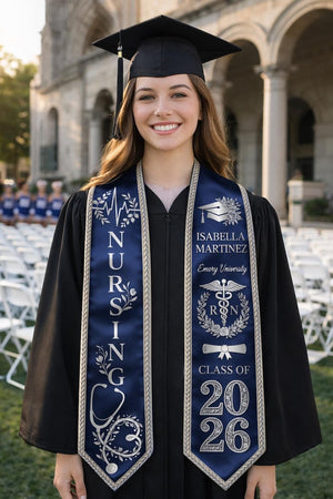 Personalized Nursing Graduation Stole with Name, RN Symbol