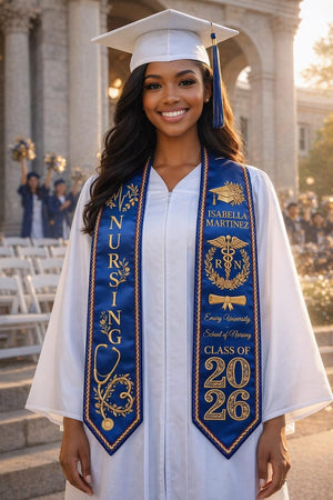 Personalized Nursing Graduation Stole with Name, RN Symbol
