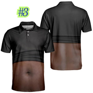 Funny Belly Polo Shirt for Men, Dad Bod Illusion Polo, Novelty Beer Belly Shirt, Hilarious Party Polo, Gag Gift for Dad Husband