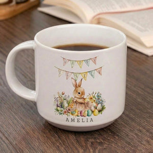 Easter Mugs With Name, Personalised Easter Kids Mug, Personalised Bunny Mug, Custom Name Mug, Easter Pottery Mug, Easter Coffee Mug