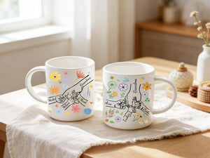 Mother's Day Mom Mug, Personalised Kids Name Coffee Cup, Hand Holding Floral Gift for Mum, Grandma, Nanny, Granny ( up to 6 children )