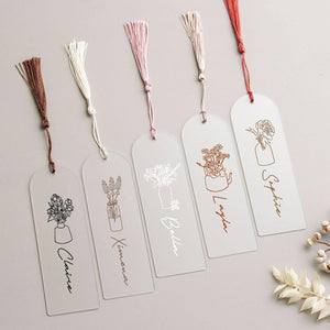 Birth Flower Acrylic Bookmark, Gifts for Mom, Mothers Day Gift, Personalized Bookmarks with Tassel, Custom Bookmark for Coworker