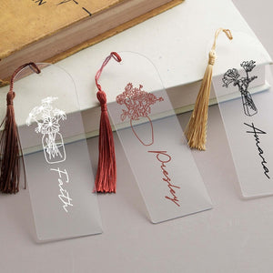 Birth Flower Acrylic Bookmark, Gifts for Mom, Mothers Day Gift, Personalized Bookmarks with Tassel, Custom Bookmark for Coworker