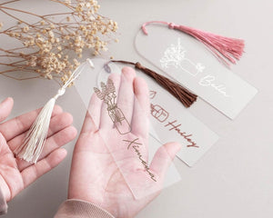 Birth Flower Acrylic Bookmark, Gifts for Mom, Mothers Day Gift, Personalized Bookmarks with Tassel, Custom Bookmark for Coworker