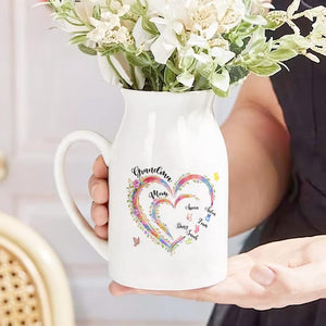 Custom Grandma Heart Flower Vase, Flower Vase for Nana, Vase with Kids Name, Mothers Day Gift, Gift from Grandkids, Grandma Vase, Mom Gift