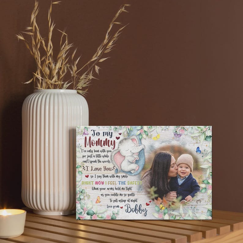Personalized To Mommy Canvas, Custom Photo Gift for Mom, New Mom Gift, Mother s Day Gift, Baby Love Poem Wall Art
