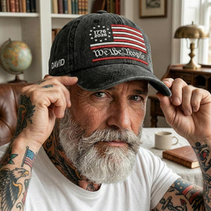 Personalized We The People Hat, USA Embroidered Washed Cap, Custom Name Patriotic Baseball Cap, 4th of July Gift, 1776-2026.