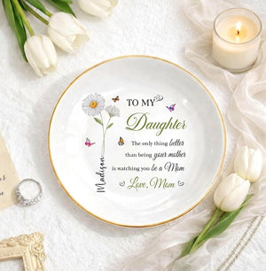 Mother's Day Jewelry Dish, Personalized Trinket Tray for New Moms, Mother's Day Gift for Daughter, Custom Jewelry Dish for Mom, New Mom Gift