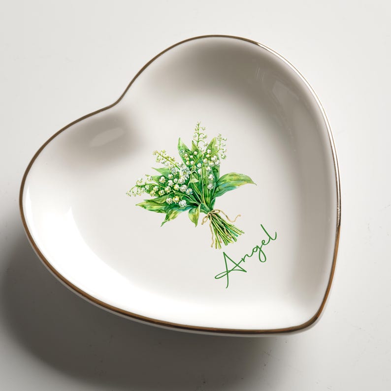 Personalized Jewelry Dish, Birth Month Flower Ring Dish, Bridesmaid Gifts, Birthday Jewelry Dish, Bridesmaid Proposal, Birthday Gift for Her