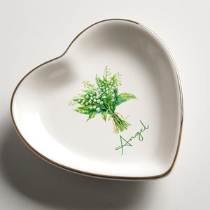 Personalized Jewelry Dish, Birth Month Flower Ring Dish, Bridesmaid Gifts, Birthday Jewelry Dish, Bridesmaid Proposal, Birthday Gift for Her