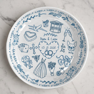 Personalized Anniversary Plate, Custom Love Story Timeline Ceramic Plate, Wedding Map Keepsake Gift for Couples, Engagement Wedding Decor