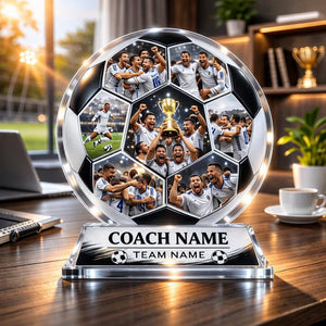 Custom Soccer Coach Gift Personalized Photo Collage Acrylic Plaque Team Appreciation Trophy