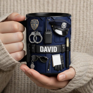 Personalized Police Gear Mug, Custom Name Police Officer Coffee Mug, Gift for Police Officer