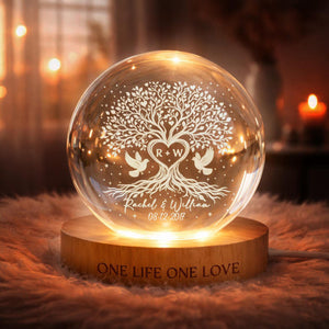Tree of Love Personalized Couples Crystal LED Ball Light, Wedding Anniversary Gift, Couple Gift, Gift For Mom, Dad, Wedding Gift, Home Decor