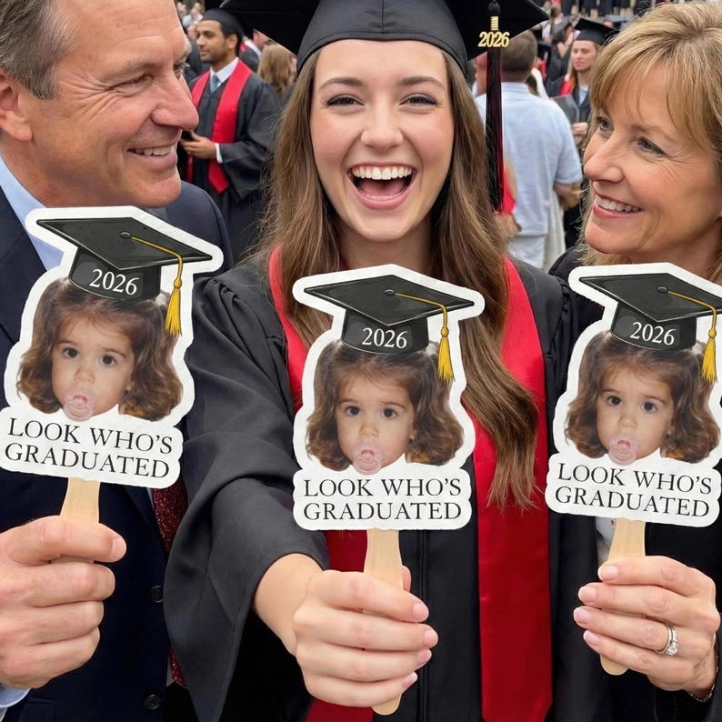 Graduation 2026 Big Heads on a Stick, Face on a Stick, Graduation Fan, Class of 2026, Personalized Graduation Fan Handheld,Gift for Graduate