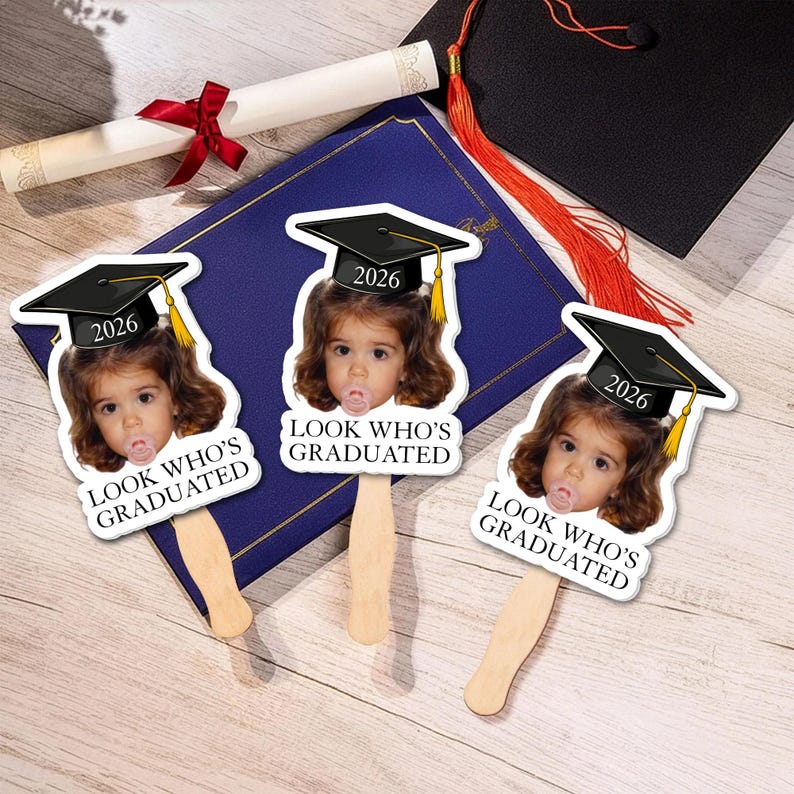 Graduation 2026 Big Heads on a Stick, Face on a Stick, Graduation Fan, Class of 2026, Personalized Graduation Fan Handheld,Gift for Graduate