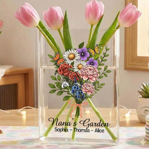 Custom Family Birth Flower Book Vase, Mother s Day Gift, FLower Vase Gift For Her/, Nana Flower Vase