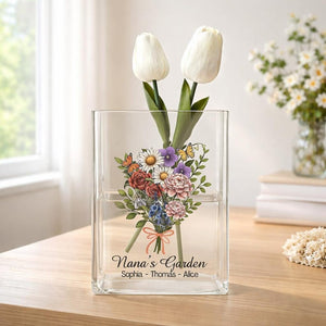 Custom Family Birth Flower Book Vase, Mother s Day Gift, FLower Vase Gift For Her/, Nana Flower Vase
