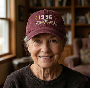 70th Birthday Gift Custom Embroidered Hat Aged to Perfection 1956 Personalized Vintage Dad Hat