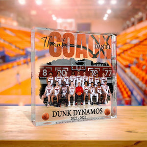 Personalized Photo Basketball Acrylic Block, Thank You Coach Plaque, Basketball Team Keepsake, Sport Lover Gift, Basketball Player Gift