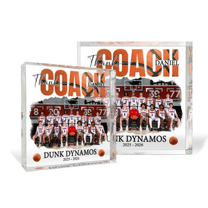 Personalized Photo Basketball Acrylic Block, Thank You Coach Plaque, Basketball Team Keepsake, Sport Lover Gift, Basketball Player Gift