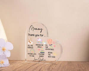 Personalized Mommy Heart Acrylic Block, Mothers Gifts From Kids, Mothers Day Gifts, Gift From Baby Son Daughter, Thank You Mom Gifts