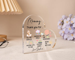 Personalized Mommy Heart Acrylic Block, Mothers Gifts From Kids, Mothers Day Gifts, Gift From Baby Son Daughter, Thank You Mom Gifts