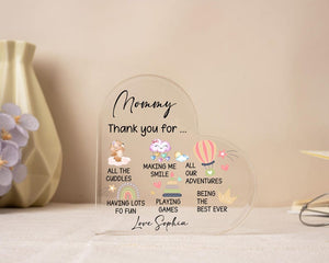 Personalized Mommy Heart Acrylic Block, Mothers Gifts From Kids, Mothers Day Gifts, Gift From Baby Son Daughter, Thank You Mom Gifts