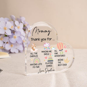 Personalized Mommy Heart Acrylic Block, Mothers Gifts From Kids, Mothers Day Gifts, Gift From Baby Son Daughter, Thank You Mom Gifts