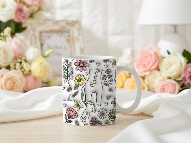 Personalized Mom Mug with Kids Names, Custom Mama Mug, Mother s Day Gift from Kids, Ceramic Coffee Cup
